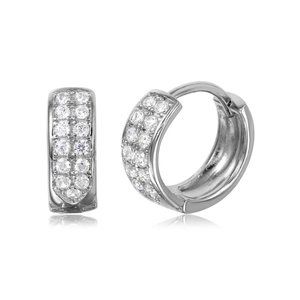 Sterling Silver 925 Rhodium Plated CZ Huggie Earrings